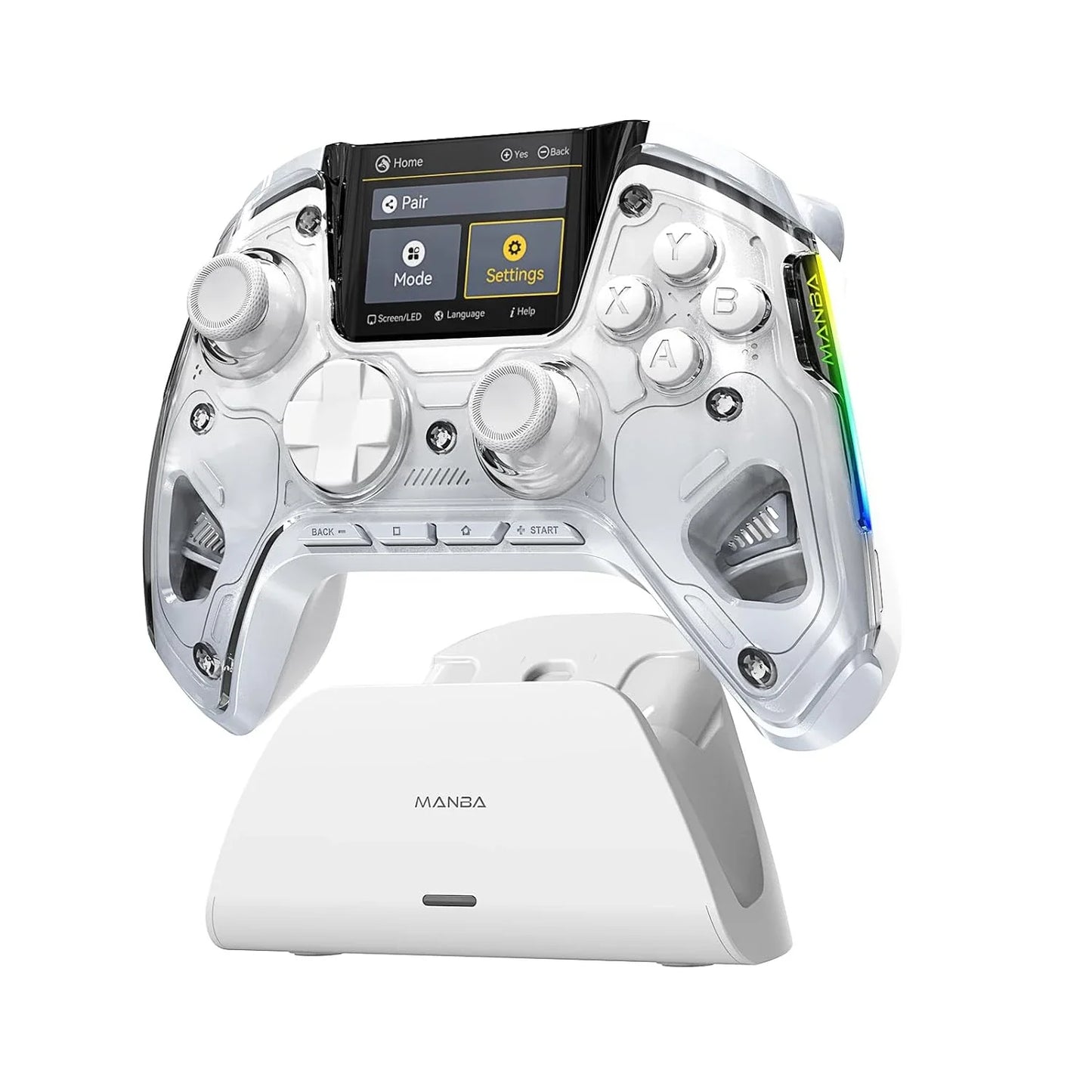 Interactive Wireless Gaming Controller: Hall Effect Stick, RGB Light, 1800mAh, Charging Dock for Switch/PC/iOS/Android