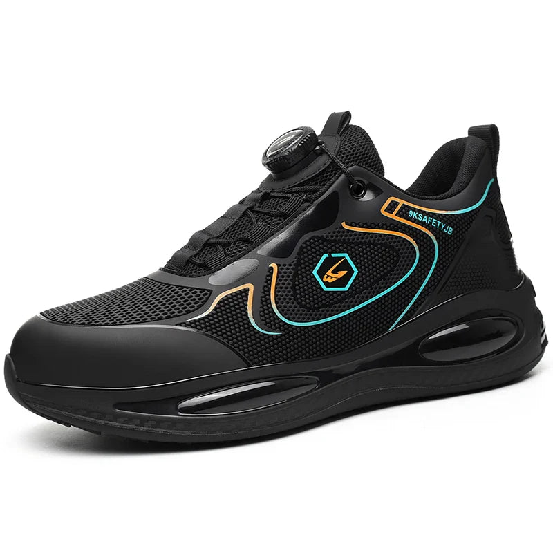 Rotary Button Safety Shoes Men Steel Toe Sneakers Puncture Proof Work Safety Boots Air Cushion Sport Work Shoes Anti-smash Boots