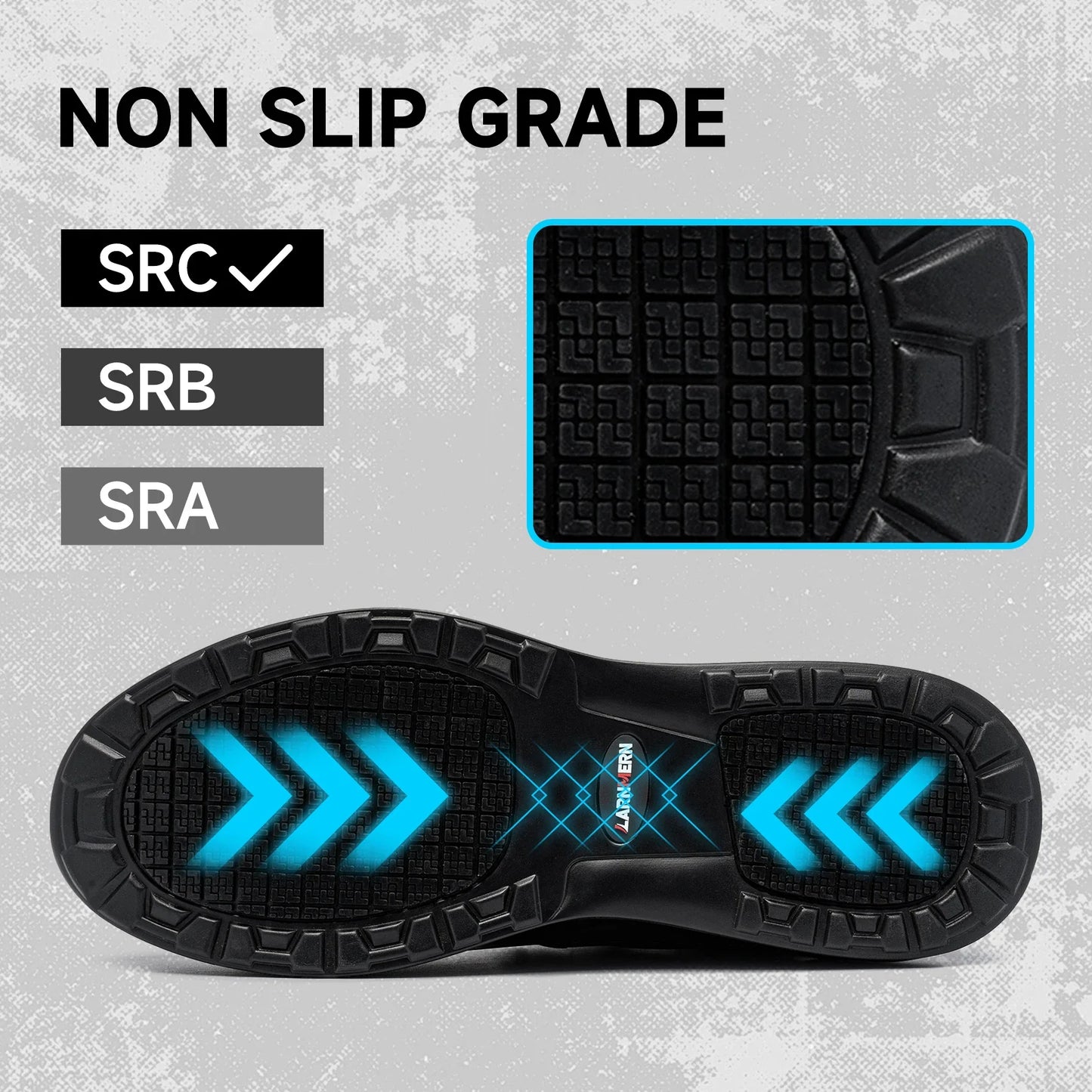 LARNMERN Mens ’Safety Shoes SRC Non Slip Women Steel Toe Work Shoes Waterproof Shock proof Construction Sneaker