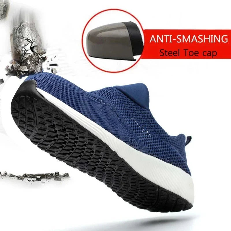 Summer Work Safety Shoes Men Women Safety Boots Breathable Lightweight Work Sneakers Puncture Proof Construction Shoes Size35-46