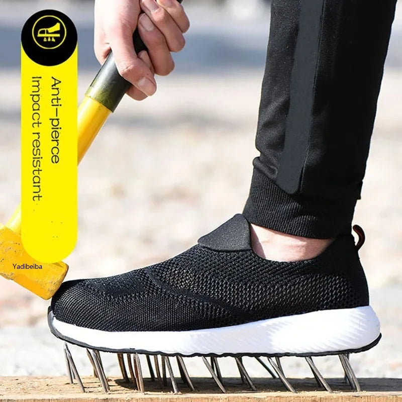 Summer Work Safety Shoes Men Women Safety Boots Breathable Lightweight Work Sneakers Puncture Proof Construction Shoes Size35-46