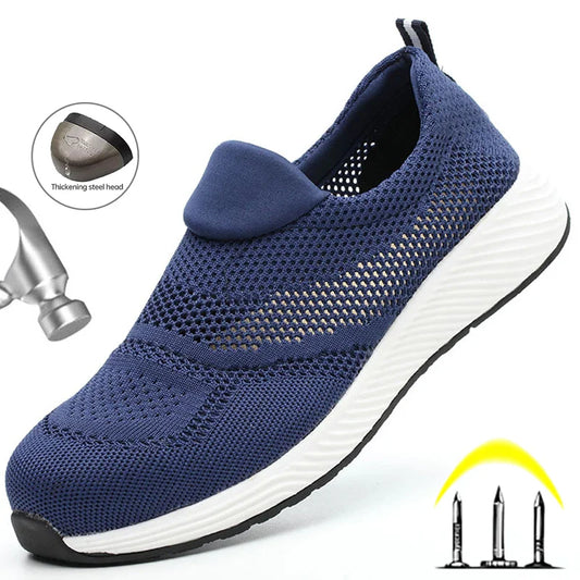 Summer Work Safety Shoes Men Women Safety Boots Breathable Lightweight Work Sneakers Puncture Proof Construction Shoes Size35-46